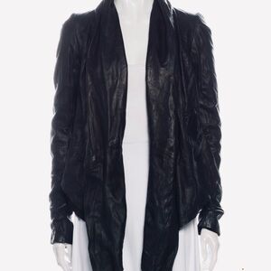 Genuine Leather Jacket w/ Shawl Collar
